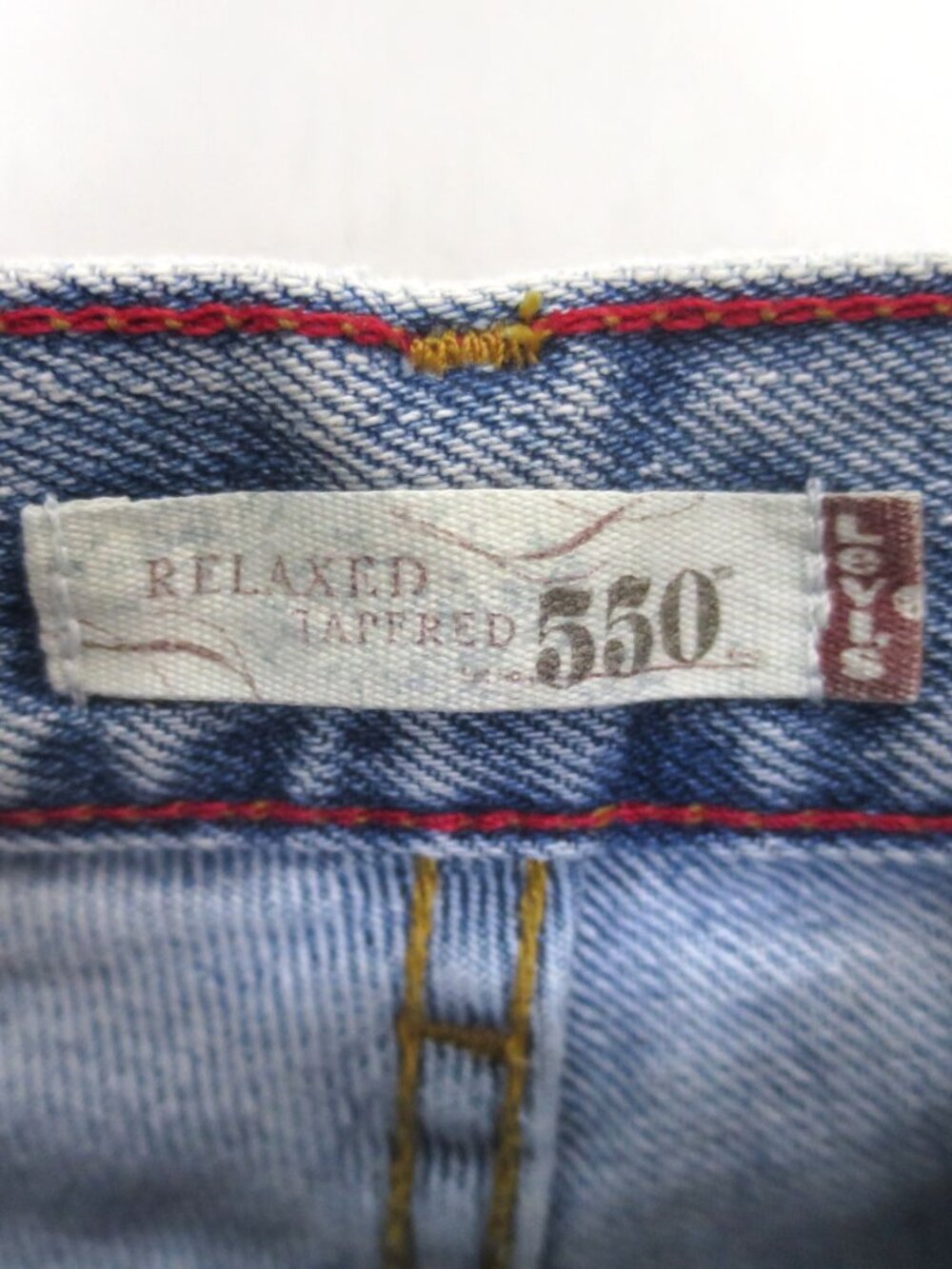 Vtg Levi's 550 Relaxed Tapered Fit Reworked Quilted Patchwork Jean Size 12M - Picture 7 of 8